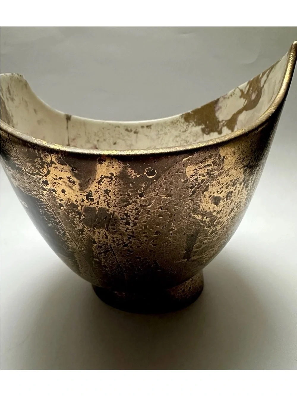 RARE Vintage Matthew Adams MCM Freeform  Bowl  Multi Color with 14k Gold
